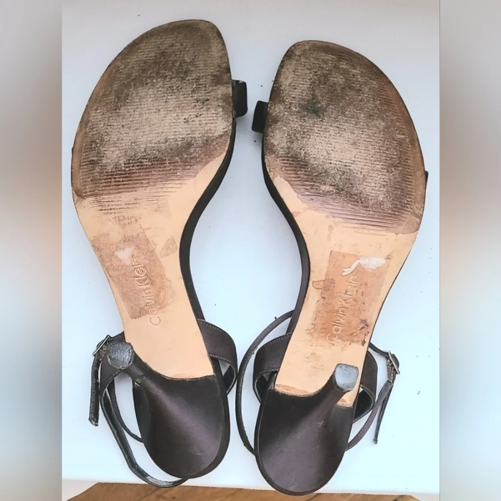 Calvin Klein Vintage Ankle Strap Sandals w/ Rhinestones Accents